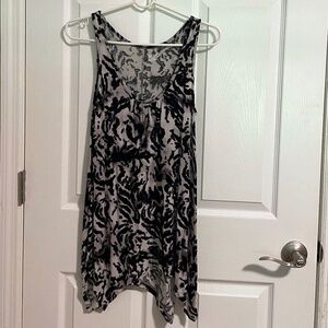 a.n.a. Womens Droptail Hem Tank Top Size Small S Black & Gray Ladies